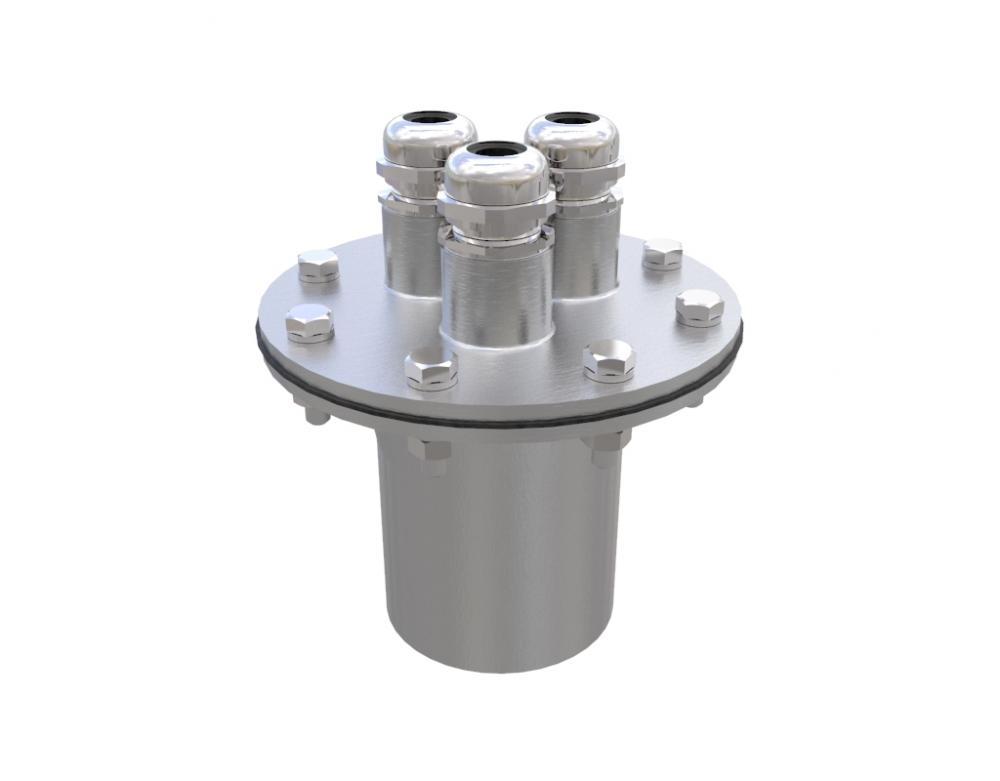 Подводный кабельный ввод 3х(14-9мм), 2”ВР, нерж.сталь